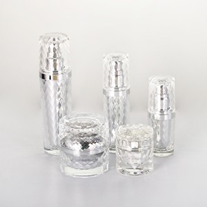 High End Silver 30ml 60ml 100ml Acrylic Bottles And 30g 50g Jars with White PP Inner