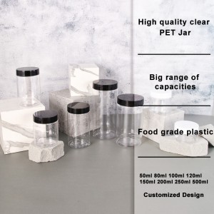 80g 120g 160g 220g 250g 430g 520g PET clear cream jars plastic body scrub container