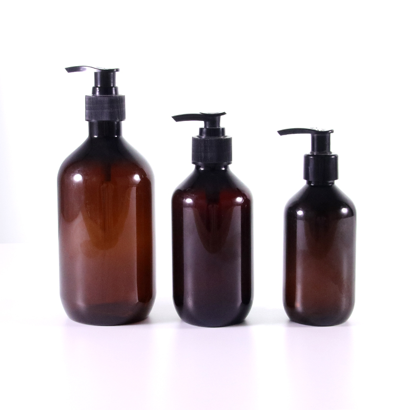 450 400 280 200 100ml empty amber Plastic PET plastic shampoo hand wash lotion pump bottle with black lotion pumps Featured Image