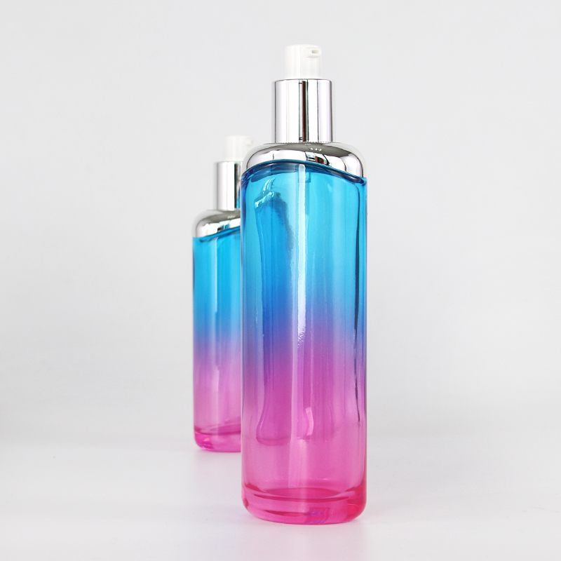 Body Lotion Bottles Wholesale - Blue Pink Transition Color Unique Lotion Glass Bottles – Uzone