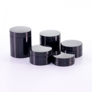 PET Black Round Shape Plastic Container with Black Lid for Cream