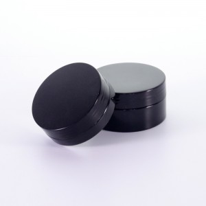PET Black Round Shape Plastic Container with Black Lid for Cream