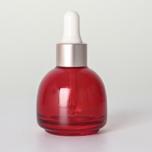 30mL Colored Glass Serum Oil Vial Bottle with White Dropper Pipette