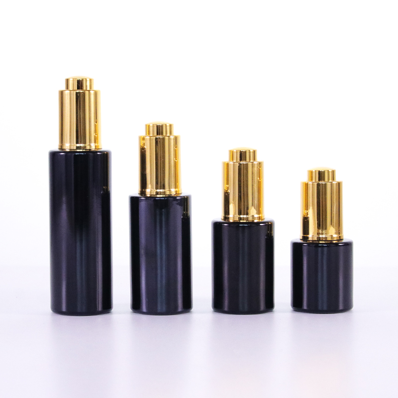 Luxury Glass Dropper Bottles - Opaque black glass bottle with golden dropper for essential oil – Uzone