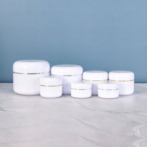 White PP Plastic Empty Cream Jars with Gold Ring