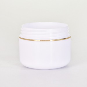 White PP Plastic Empty Cream Jars with Gold Ring
