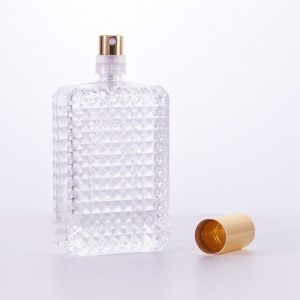 Perfume bottle glass 3D texture roller bottle 30ml 50ml 100ml rectangular transparent luxury shiny perfume bottle