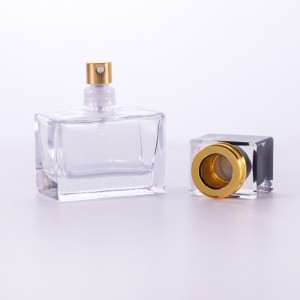 Luxury 25mL Square Empty Perfume Glass Bottle with Metal Spray Lid