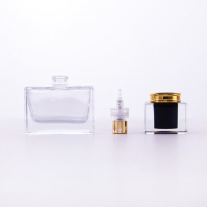 Luxury 25mL Square Empty Perfume Glass Bottle with Metal Spray Lid