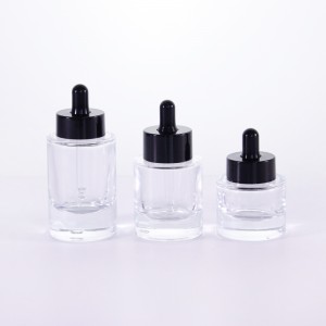 Luxury thick bottom clear glass serum bottle with white dropper