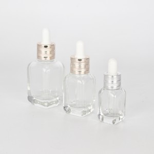 Square glass aluminum dropper bottles for essential oil and serum