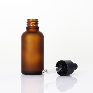 30ml Frosted Amber Glass Bottle with Rubber Dropper for Serum
