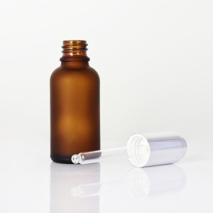 Frosted Brown Glass Essential Oil Bottle with Aluminum Dropper