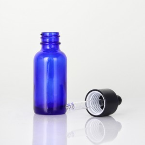Cobalt Blue Boston Glass Bottle with Dropper