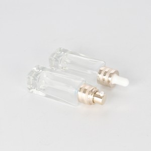 Slim and tall clear glass dropper and pump bottle for serum lotion and essential oil