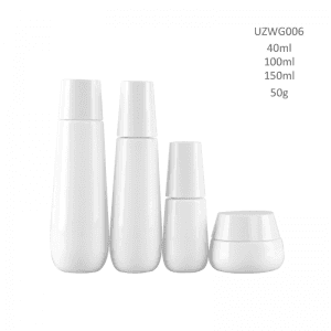 Bottom price Glass Cosmetic Containers - Opal White Glass Bottle And Cream Jar With Trapezium Lidopal  – Uzone