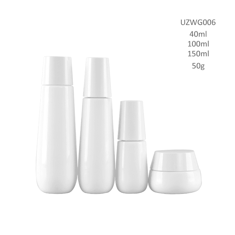 China Manufacturer for Glass Cosmetic Jars With Bamboo Lids - Opal White Glass Bottle And Cream Jar With Trapezium Lidopal  – Uzone