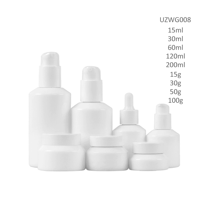 Manufactur standard Custom Glass Bottles - Opal White Glass Bottle And Cream Jar – Uzone