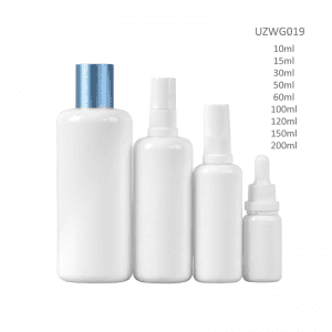 Wholesale Dealers of Empty Cosmetic Container - Opal White Glass Bottle With Dropper/Sprayer/Blue Lid – Uzone