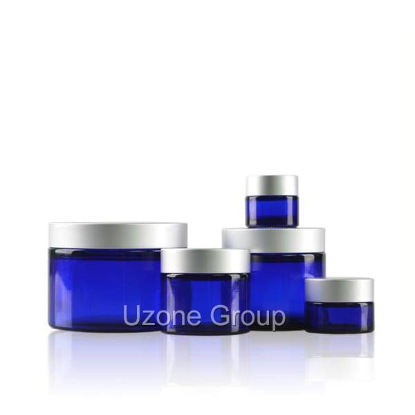 100% Original Factory Custom Made Glass Jars - Cobalt Blue Glass Jar With Silver Aluminum Cap – Uzone