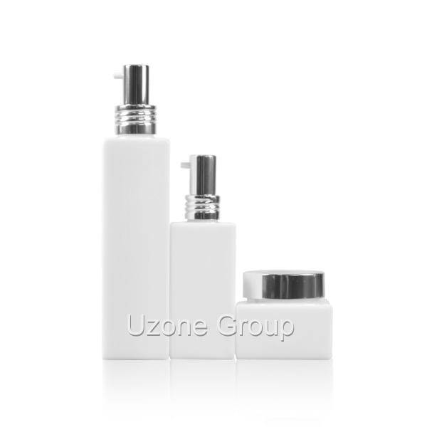 OEM Customized Glass Jars With Lids - Opal white glass bottle with jar – Uzone