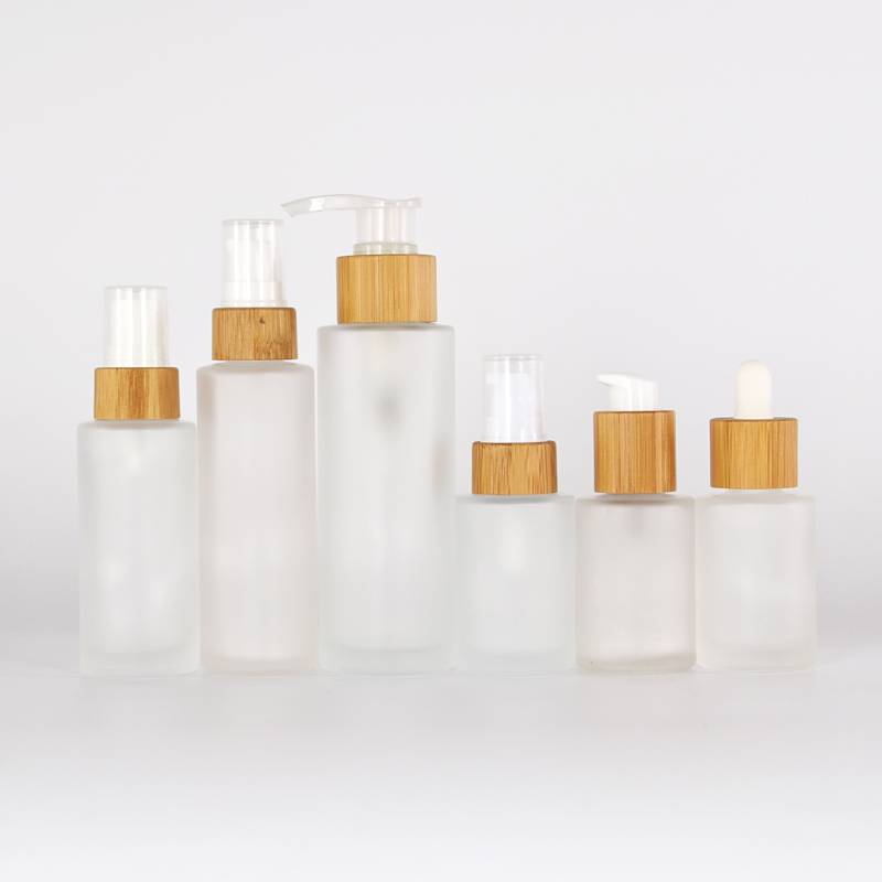 Bamboo Lid Frosted Glass Lotion Bottle
