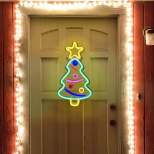 tanda neon pohon natal merry2