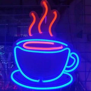 Insegna al neon della tazza di caffè fatta a mano 1