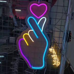 Finger love neon sign gesture4