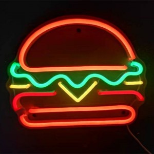 Tanda neon hamburger buatan tangan c2