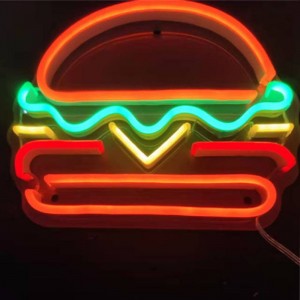 Hamburger sinjal tan-neon magħmul bl-idejn c3
