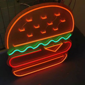 Hamburger neon tanda témbok deco4