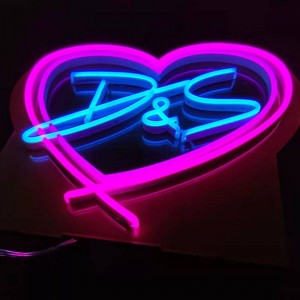 Ürək sevgi adı neon işarəsi wedd5