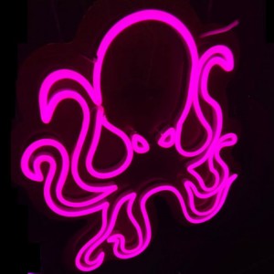 Octopus neon tanda kedai kopi5