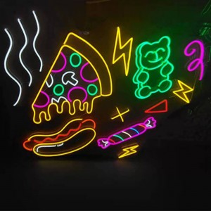 Pizza hot dog bảng hiệu đèn neon bức tường 5
