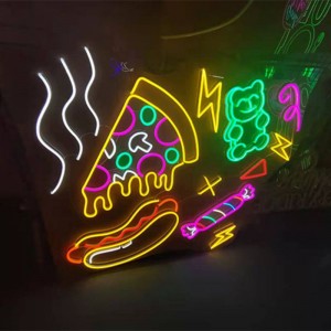 Tembok tanda neon pizza hot dog 5