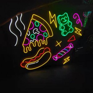 Pizza hot dog neon signs wall 4