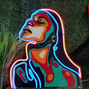 face up neon sign girl