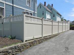 PVC Semi Privacy Fence with Diagonal Lattice Top FM-206