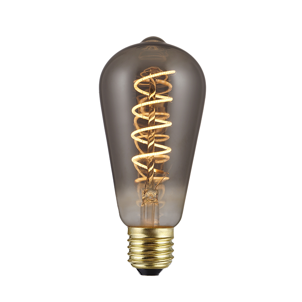 Bóng đèn led dây tóc xoắn ốc mềm dẻo A60 ST64 G125 Bóng đèn trang trí màu Vàng và Khói