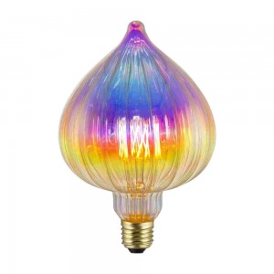 Extra large LED filament bulb in Magic Rainbow colored dimmable glass bulbs