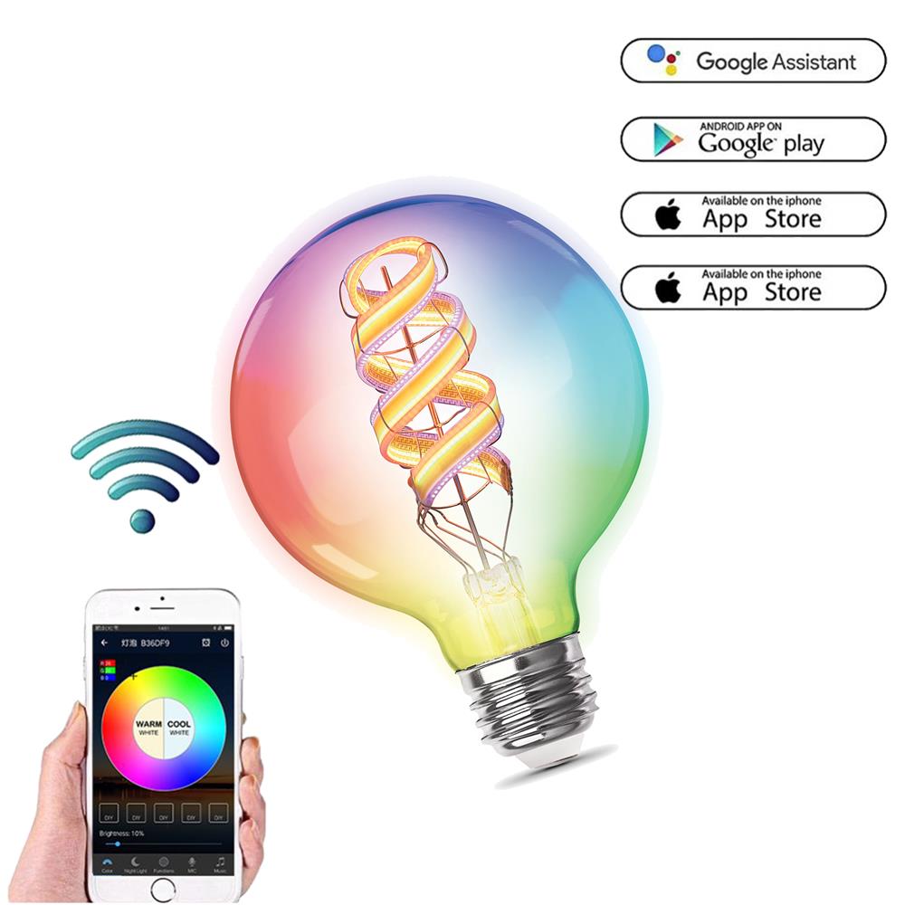 Spiral filament alexa google decorative smart bulb G40 G125 5W RGBW  compatible with Alexa, Google Home Featured Image
