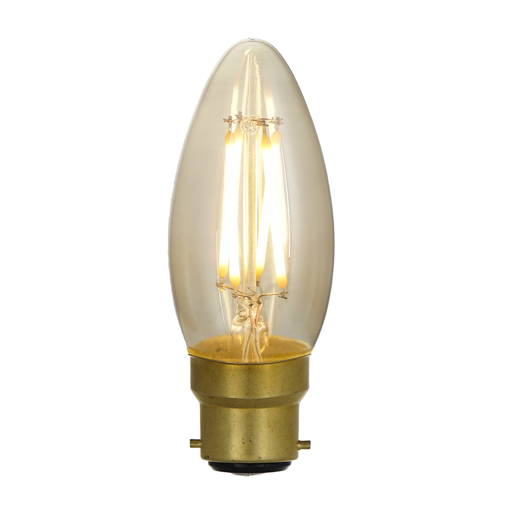 Retro žarnice z žarilno nitko LED Candle 4W CRI 95 prozorno zlato ES BS osnova po meri