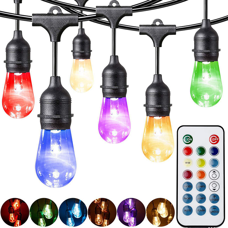RGBW Remote control festoon string lights ,Waterproof Timer Solar Patio Lights for Patio, Garden, Gazebo, Yard, Outdoors Featured Image