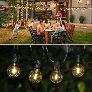 High definition Outdoor Bulb String Lights -  LED String Lights 50Ft 50led G40/G12,  Waterproof IP45 Indoor/Outdoor Garden Lights with 50 E12 Sockets for Christmas Decorations,Yard,Home,Wedding Party – Omita detail pictures