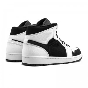 Jordan 1 Mid White Black Basketball Shoes Sale