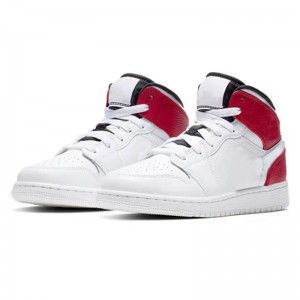 Jordan 1 Mid White Black Gym Red Track Shoes In Store