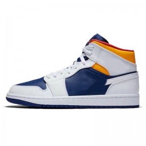 Jordan 1 Mid ‘White Deep Royal Blue’ Basketball Shoes To Play In