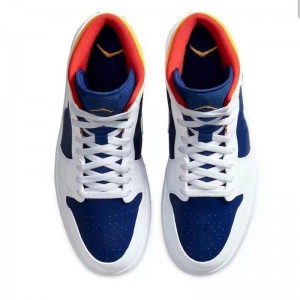 Pantofi de baschet Jordan 1 Mid „White Deep Royal Blue” pentru a juca