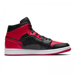 Jordan 1 Mid Red and Black Basketball Shoes Cool